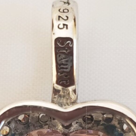 Stauer Halo Heart Shaped Pink Diamond Aura & 925 Sterling Silver Pendant, 1 inch - Picture 5 of 6